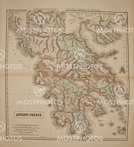 Greece. Ancient map of the world