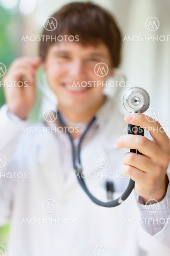 Young doctor holding a stethoscope