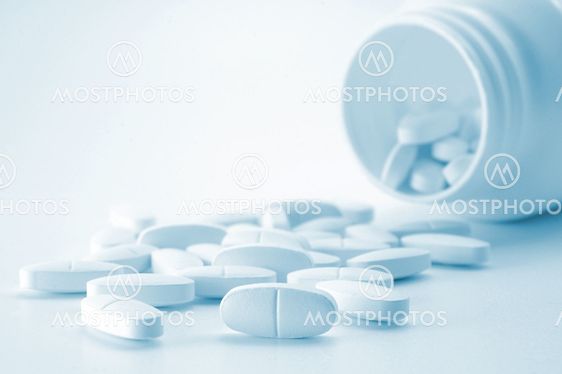 Tablets on white background