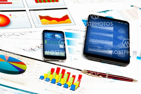 tablet, cell phone and financial documents