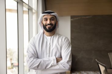 Portrait Arabian businessman wear traditional Muslim...