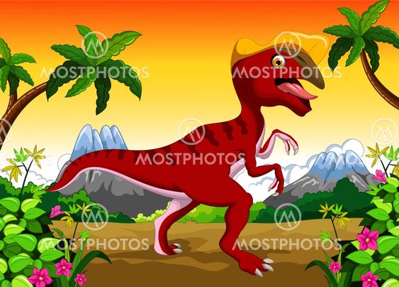 Dinosaur Parasaurolophus cartoon for your design