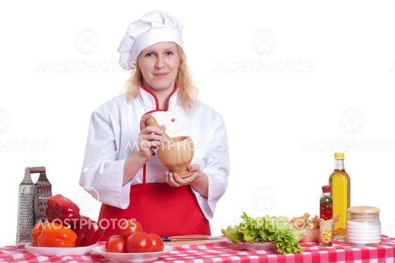 attractive woman cooks