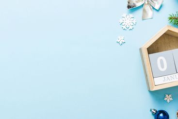 Christmas calendar 1 january. Christmas gift, fir...