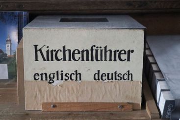 Religious and Christian objects and candles on the...