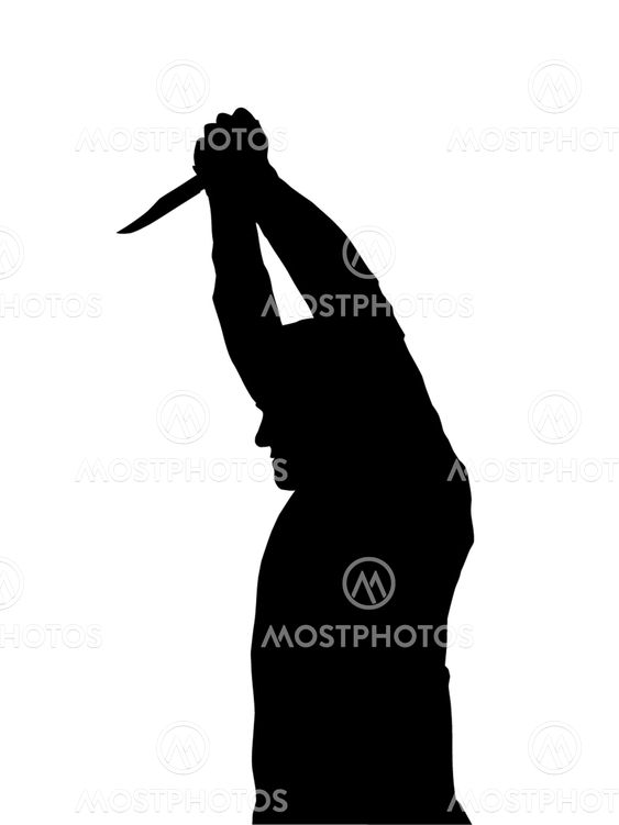 Silhouette of man Stabbing Victim