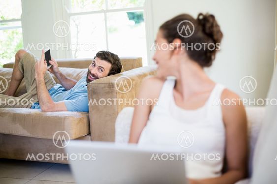 Young woman using laptop