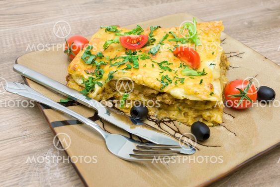 appetizing lasagna on a plate closeup