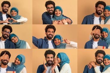 Couple enjoying affectionate moments together in a...