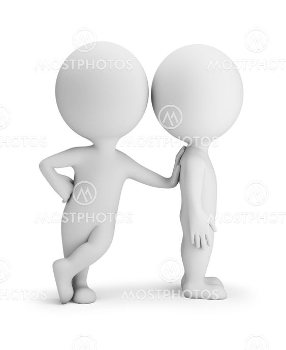 3d small people - leaned on another