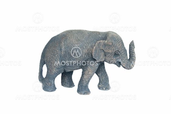 Wooden carved elephant isolated on white background