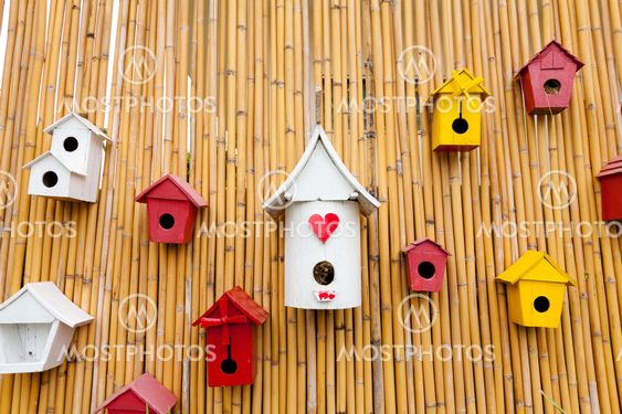 Colorful collection of birdhouses