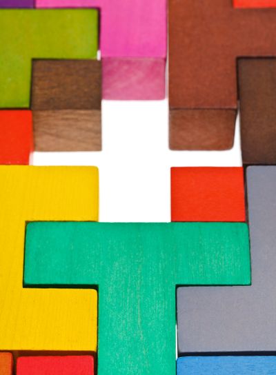 cross hole in wood multicoloured puzzle