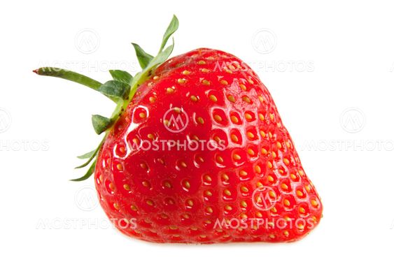 A red strawberry, isolated on a white background.