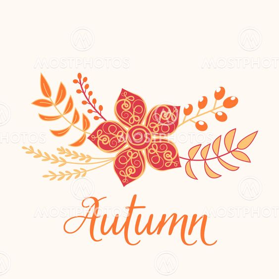 Autumn floral card. Nature symbol vector collection