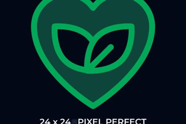 Fresh leaves in heart dark color ui icon