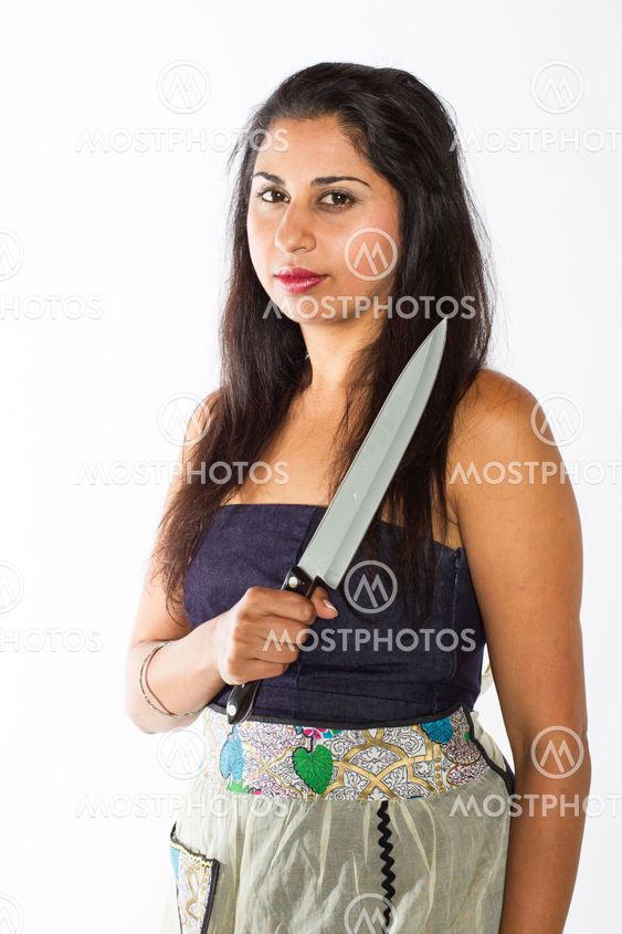 Indian Woman with Knife