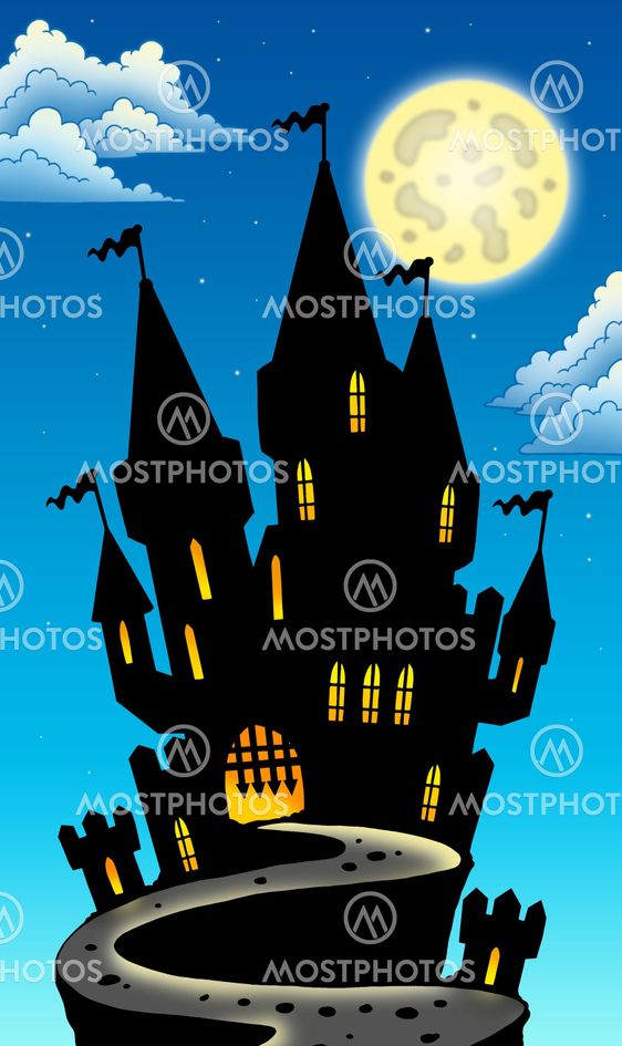 Night view on castle on hill