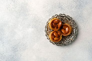 Traditional pastry displayed on an ornate plate...