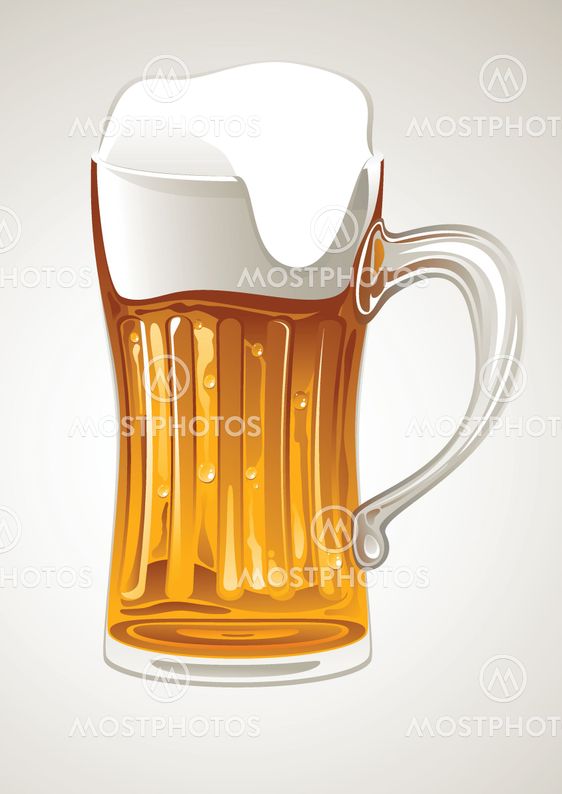 Fresh gold beer in glass mug