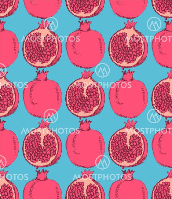 Sketch tasty pomegranates in vintage style