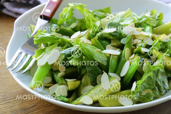 salad with cucumbers and green beans
