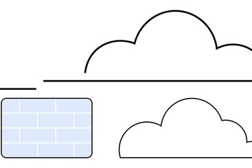 Cloud connection concept with brick barrier representing...