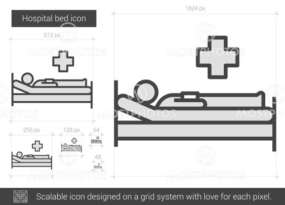 Hospital bed line icon.