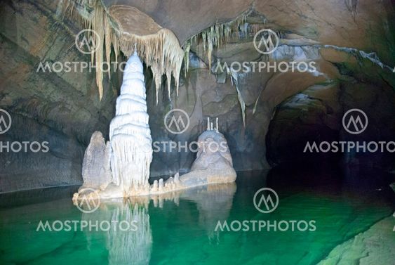 Cave with stalagmites and stalactites
