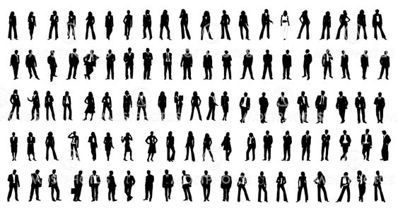 hundred different silhouette people