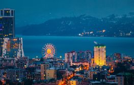Batumi, Adjara, Georgia. Elevated view Ferris Wheel At...