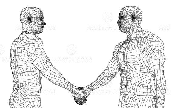 Two men shaking hands. Vector