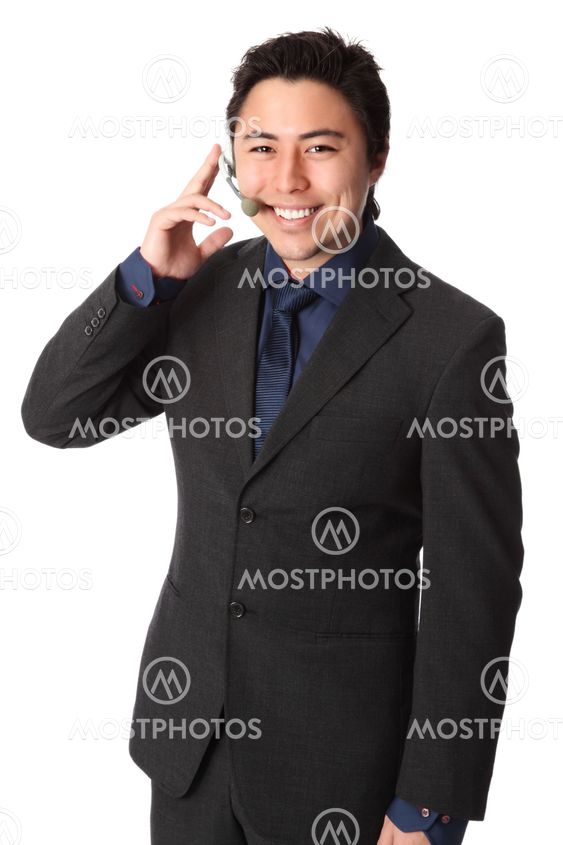 Attractive salesman on the phone
