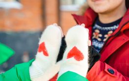 Winter plus size couple lovestory. Happy smiling man,...