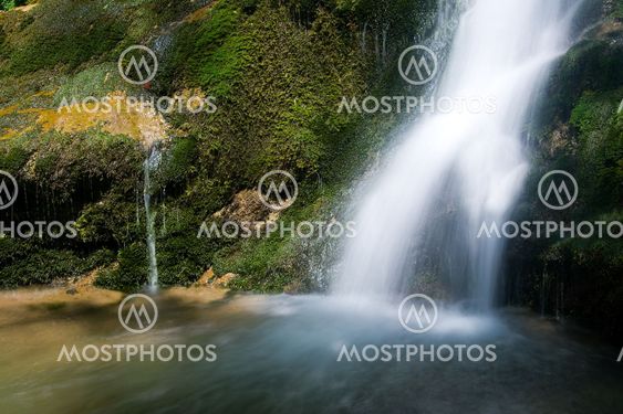 Waterfall in the Narrow pass of The Beyos, Leon, Spain
