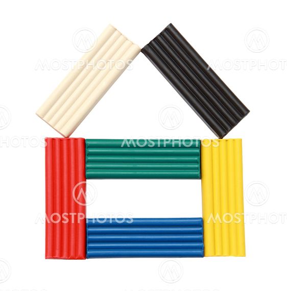 Plasticine house isolated on white background