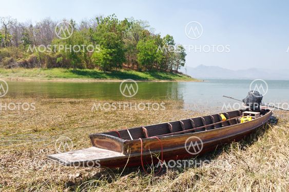 Wooden boat in a cypress swamp