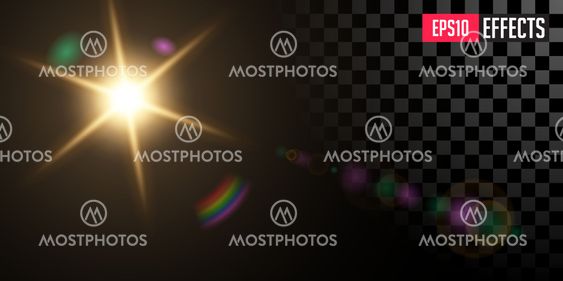 Sun. Vector Transparent Star Special Lens Flare Light...