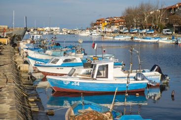 Sunset panorama of the port of Sozopol, Bulgaria