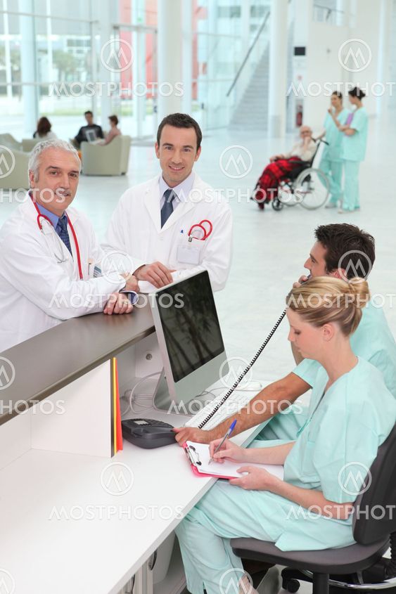 Staff at hospital reception