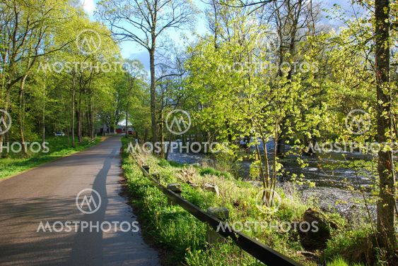 Country road at riverside