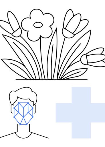 Facial recognition with health cross and blooming...