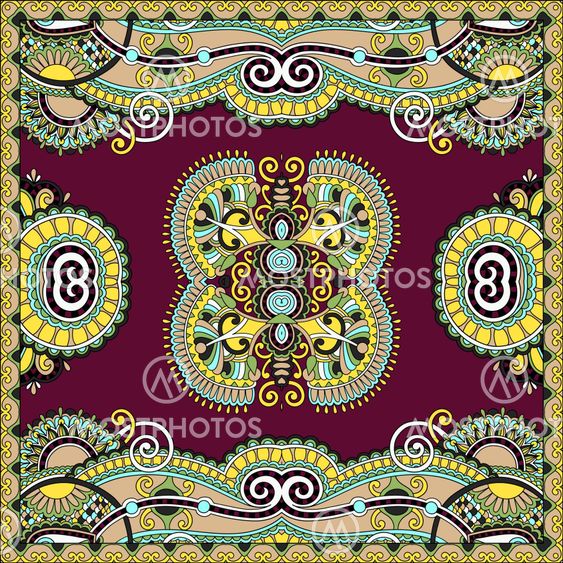 Traditional ornamental floral paisley bandanna. You can use this pattern in the design of carpet, shawl, pillow, cushion