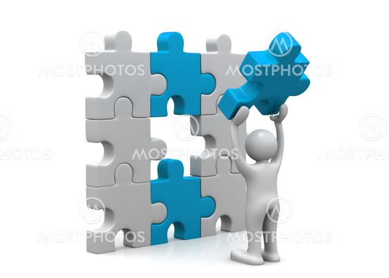 Man with puzzle. Success concept