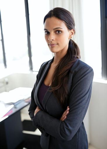 Office, businesswoman and arms crossed in portrait for...