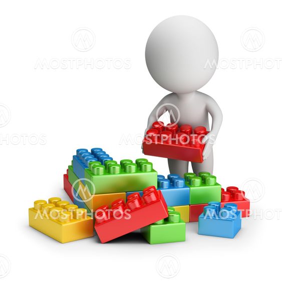 3d small people - toy blocks
