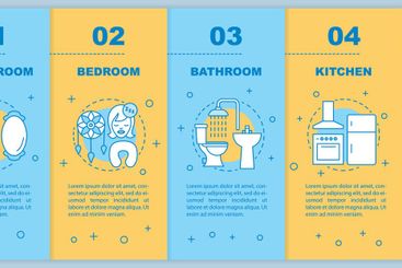 Domestic life onboarding mobile web pages vector template