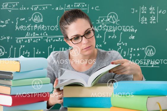 Young Woman Reading Books