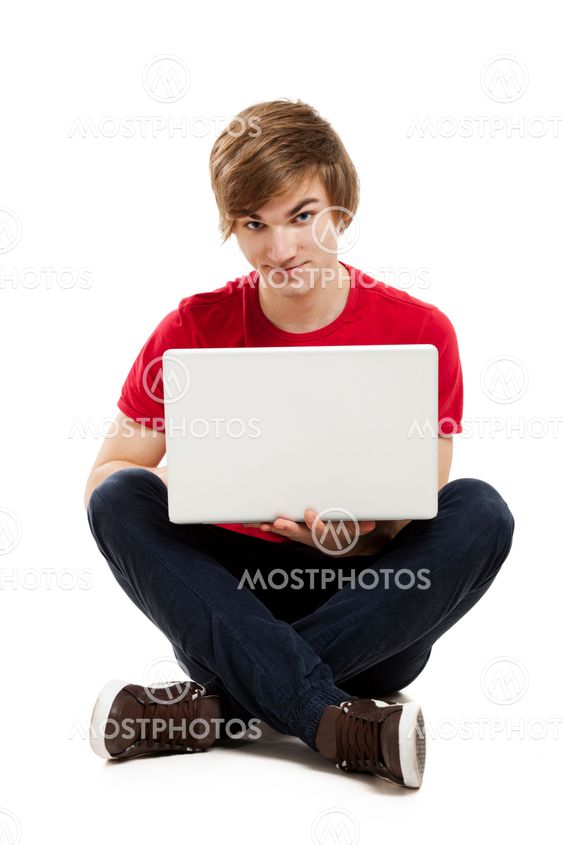 Man working with a laptop