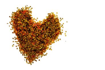 Romantic Mockup. Shiny sequin heart isolated on white...